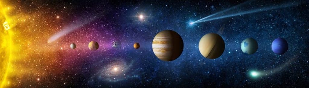 planètes du système solaire avec le soleil